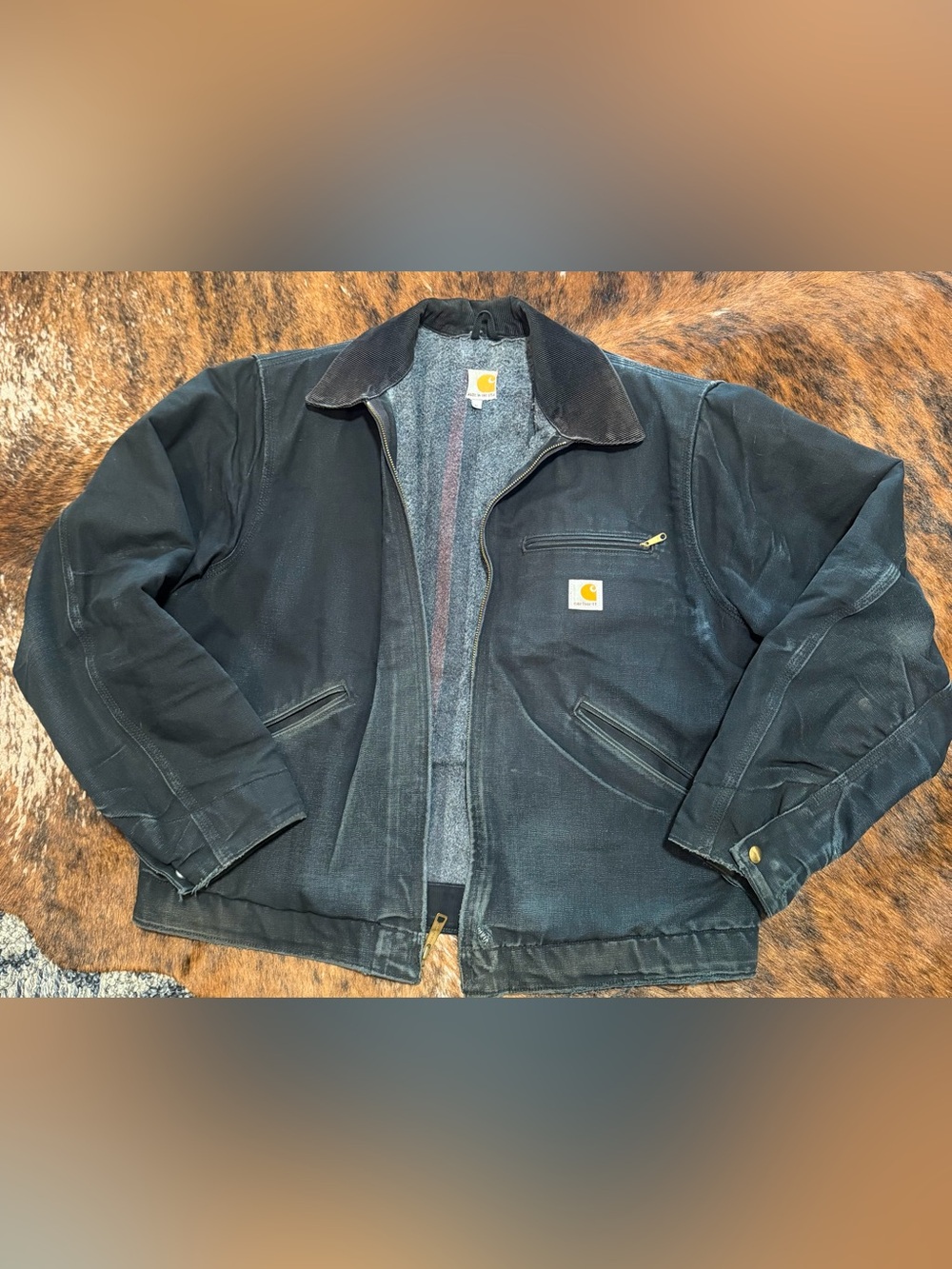 Vintage Carhartt Detroit Jacket J001 Black Made in USA Union Made Men's L 25th - Picture 12 of 15
